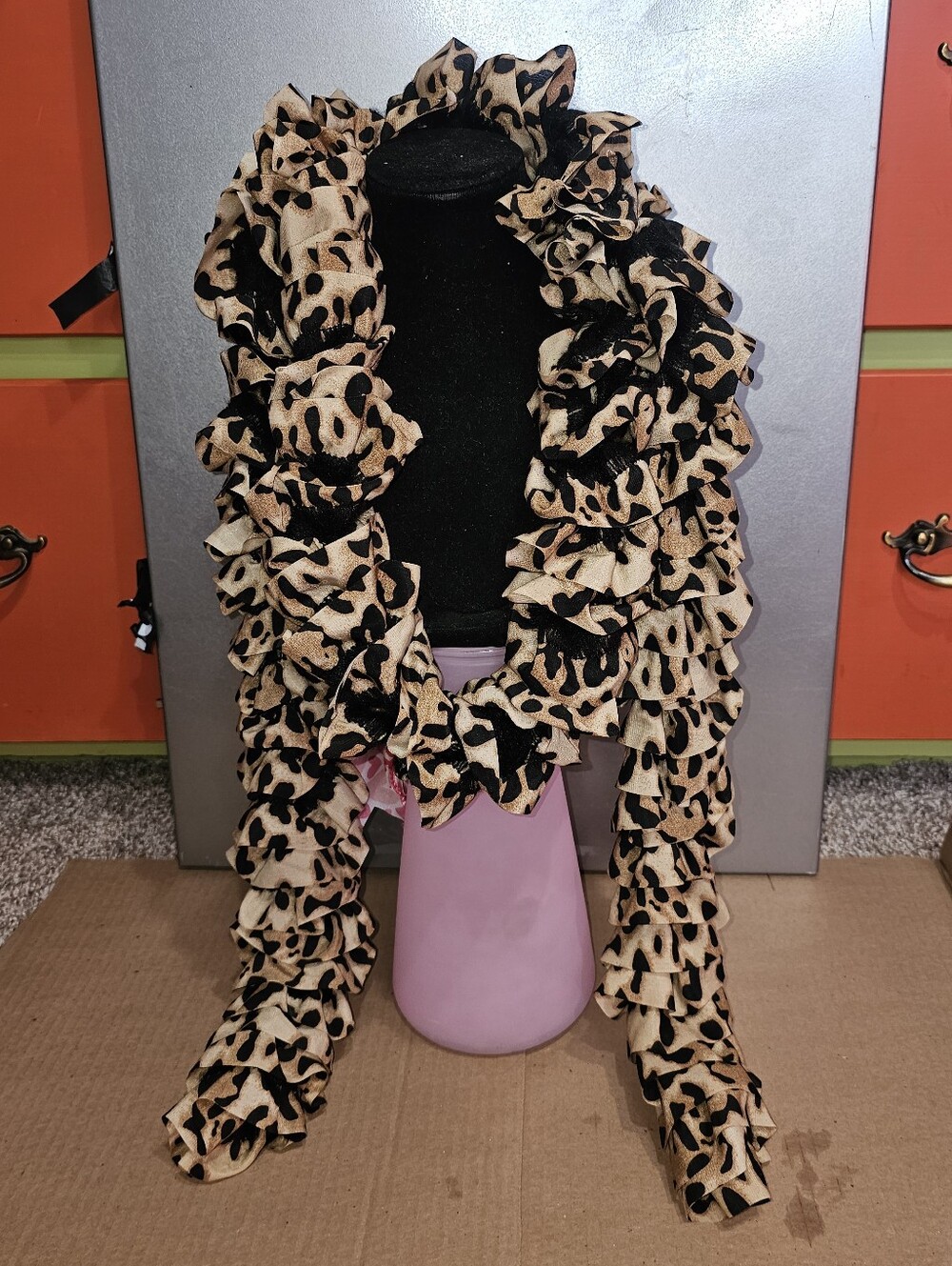 Leopard Print Ruffle Scarf
